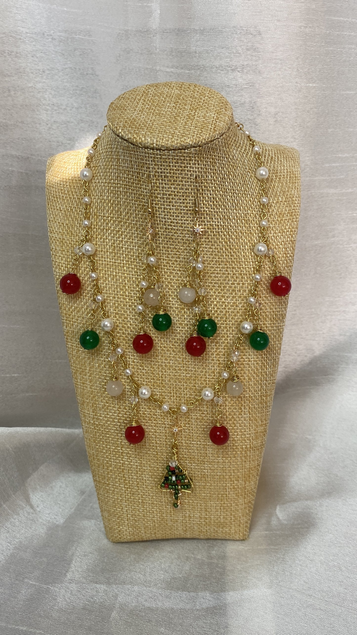 Ornament inspired Xmas Necklace and Earrings Set